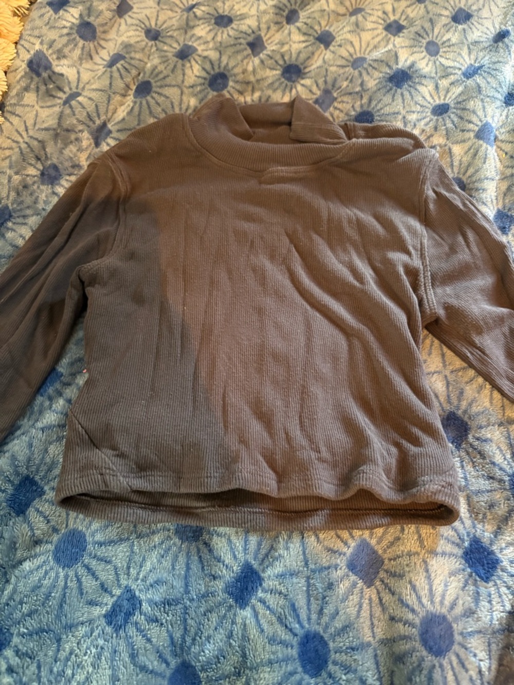 Basic Long Sleeve Ribbed Top in Brown